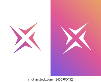 Letter X logo design concept negative space style. Abstract sign constructed check marks. Creative minimal modern X accept symbol. Vector element