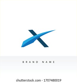 Letter X logo design concept negative space style. Abstract sign constructed from check marks. Vector elements template icon.