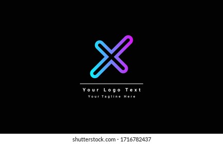 Letter X logo design concept negative space style. Abstract sign constructed from check marks. Vector elements template icon. blue and pink color. X Letter vector Logo Template Illustration Design.