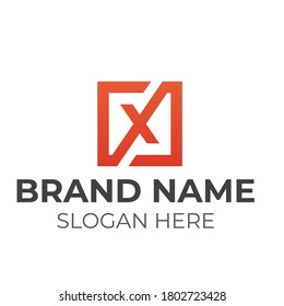 Estilo de espacio negativo del diseño del logotipo de la letra X Signo abstracto construido a partir de marcas de verificación Icono de la plantilla Elementos del vector Color blanco