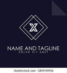 Letter X logo design concept negative space style. 