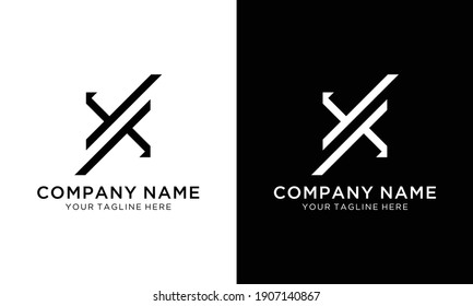 Letter X logo design concept negative space style. Abstract sign constructed from check marks. Vector elements template icon. White color