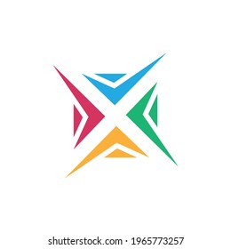Letter X logo design concept. Abstract sign constructed with arrows. Minimal creative monochrome symbol. modern vector elements emblems.