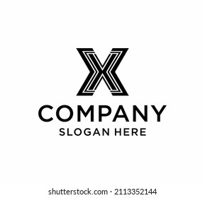 Letter X logo design concept negative space style. Abstract sign constructed from check marks. Vector elements template icon