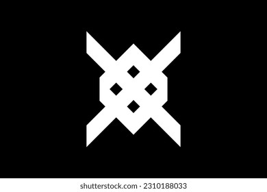 Letter X logo design concept negative space style. Abstract sign constructed from check marks. Vector elements template icon. White color. X origami letter. Origami arrows emblem. initial X letter