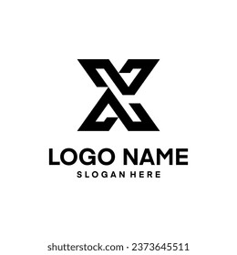 Letter X logo design concept, negative space style. Abstract modern minimal sign constructed from check marks. Vector elements template icon.