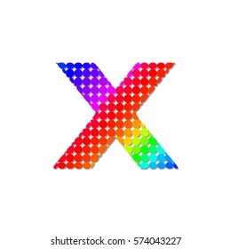 Letter X Logo Design Concept in Colorful Dots Pattern Fill 