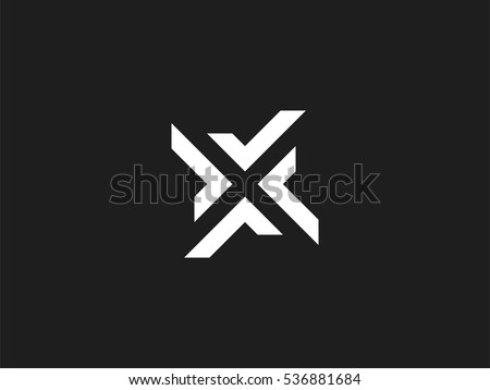 Letter X logo design concept negative space style. Abstract sign constructed from check marks. Vector elements template icon. White color