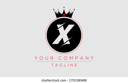 Diseño de logotipo de carta X, icono moderno creativo X con cabeza de corona