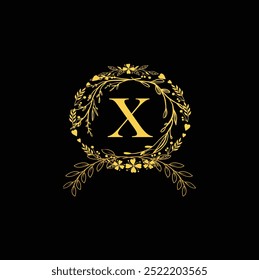 Carta X Logo Design, Criativo Minimal XX Monograma. abstrato vetor logotipo monograma. Logotipo da flor X logotipo do casamento. Monograma elegante. Ilustração de monograma de casamento com moldura de flor.
