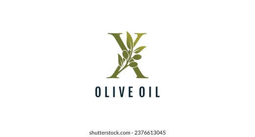 Letter X logo design element vector with olive concept