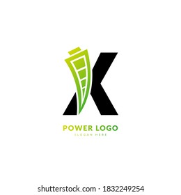 Letter X. Logo design for energy. Battery logo design element fit for company and busines