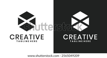 Letter X logo design, geometric hexagon shape  