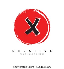 Letter X Logo Design With Japanese Style Vector Illustration