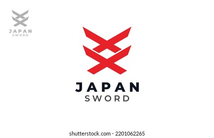 Letter X Logo Design With Japanese Samurai Sword