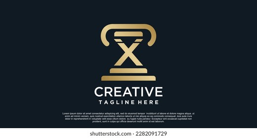 Letter X logo design of justice unique concept Premium Vector