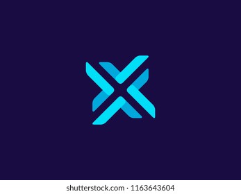 Letter X logo design, negative space style. Abstract sign constructed from arrows. Abstract vector element icon. Graphic alphabet symbol for corporate business identity