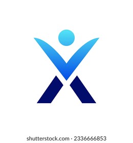 letter x logo design with people