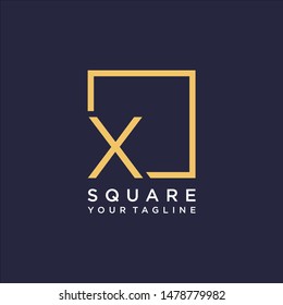 letter X Logo design with square frame line art. business consulting concept. studio icon - vector