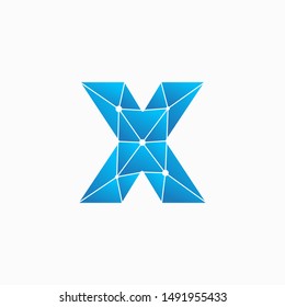 Letter X Logo Design Template. Network Connection Artificial Intelligence Technology. Technology Digital logo with element dot , circuit, line, chip, concept. network icon, connect concept - Vector