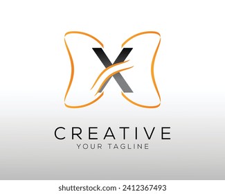 Plantilla de diseño de logotipo de carta X.