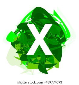 Letter X, logo design template element, letter on green abstract, font style, vector illustration