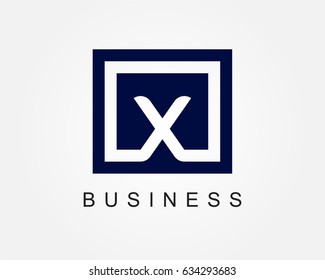 Letter X logo design template with box