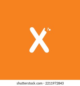 letter X logo design with unique creative bite marks in modern style in white on orange background. cute letter X illustration. suitable for business logo, company, marketing, promotion, food, etc