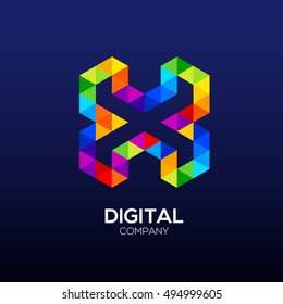 Letter X Logo Design.Hexagon logo,Polygon logo,Digital,Media