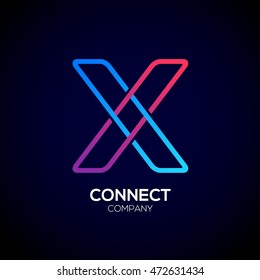 Letter X Logo Design.Linked shape square symbol,Digital