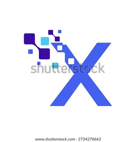 Letter X Logo with Digital Rounded Squares