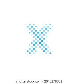 Logo de la letra X. Logotipo de puntos, diseño vectorial de logotipo de formas punteadas. Logo de la letra X en estilo de puntos de medio tono
