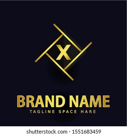 The letter X logo is elegant and charming with a unique shape. Gold letters Isolated with black background. Suitable for business, consulting group companies.