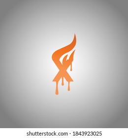 Logo des Buchstaben X mit Brandflamme.