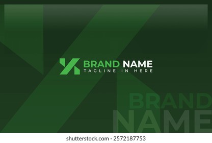 Letter X logo formed block green color