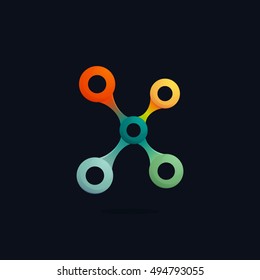 Letter X logo formed by chain. Connection icon. Vector elements for posters, t-shirts and cards. 
