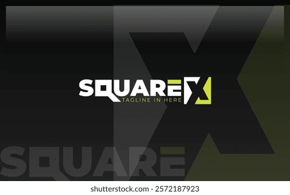 Letter X logo formed in square object green color