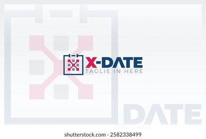Letter X logo forms a calendar symbol in pink color