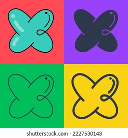 Letter X logo. Funny bold childish style font. Overlapping line with multicolor background. Ideal for colorful applications, street art design, bright advertising, toy packaging, multimedia identity.