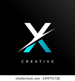 Letter X Logo Icon Design Template Element. Neon blue color - Vector