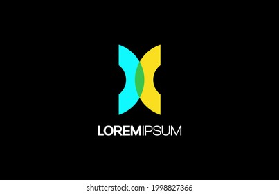 Letter X logo icon design template vector elements for your company brand. with blue and yellow color