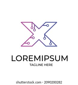 Elementos de la plantilla de diseño de iconos de logotipo de carta X
