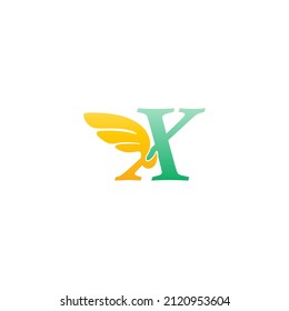 Letter X logo icon illustration with wings vector