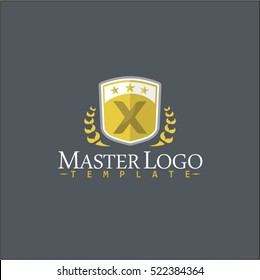 Letter X Logo Icon. Master Shield Logo Template. Security Shield Guard Design Template.