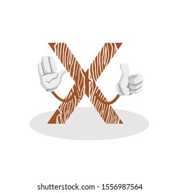 Letter X Logo Icon.Initial design vector Letter X wood.