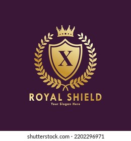 Letter X Logo" Images. Royal shield logo template,
Royal heraldic emblem shield with crown