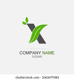 Letter X logo with leaf element

