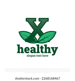 Letter X logo with Leaves icon vector set isolated on white background. Luxury nature leaves logo