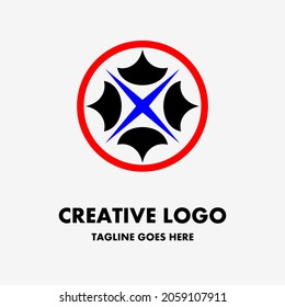 logotipo de letra x, icono de luz en una letra de forma circular x. logo de vector creativo y simple. Resumen de la plantilla de diseño de iconos de logotipo de negocios