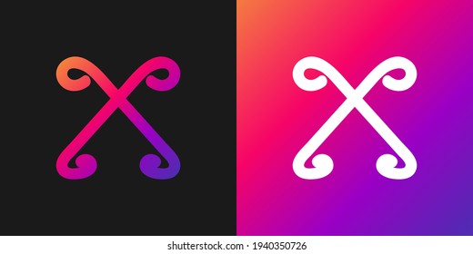 Letter X Logo with Linear Concept in Colorful Gradient